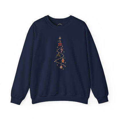 Christmas Tree Sweatshirt - Glowing Garland Minimalist Ornaments
