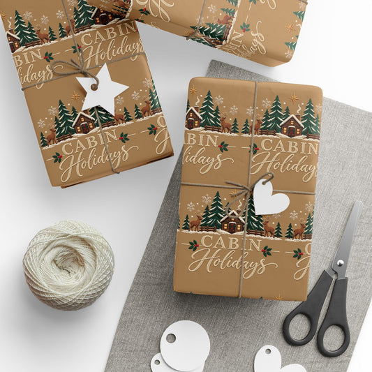 Cabin Holidays  - Woodland Trees Wrapping Paper 30" x 36"