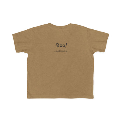 Toddler Tee — "Too Cute to Spook" Halloween Ghost Shirt