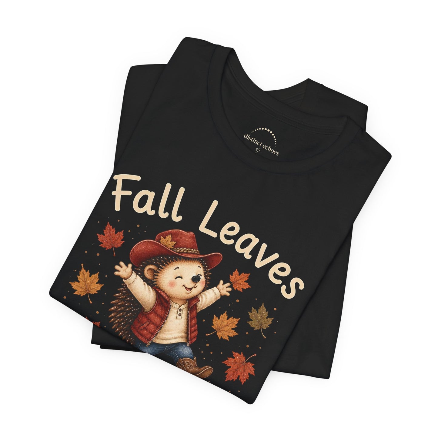 Fall Leaves Make Me Happy Tee — Cute Hedgehog Autumn Graphic T-Shirt