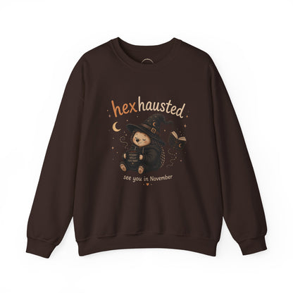 Halloween Sweatshirt — "Hexhausted" See you in November