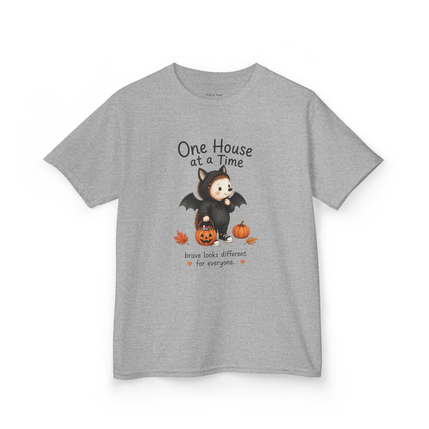 Youth T-Shirt - "One House at a Time"  Bat Halloween Tee