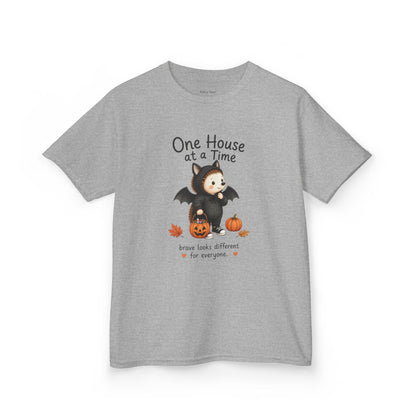 Youth T-Shirt - "One House at a Time"  Bat Halloween Tee