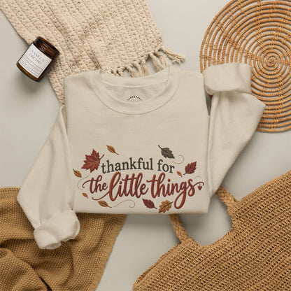 "Thankful For The Little Things" - Faux Embroidery Sensory Friendly Sweatshirt