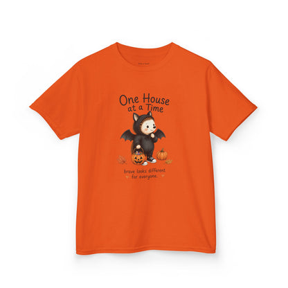 Youth T-Shirt - "One House at a Time"  Bat Halloween Tee