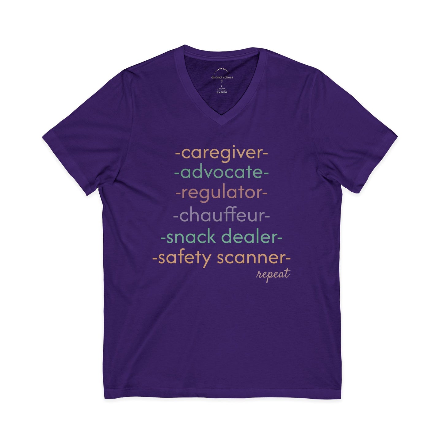 Caregiver Roles Checklist V-Neck Tee — Fun Caregiver Appreciation Shirt