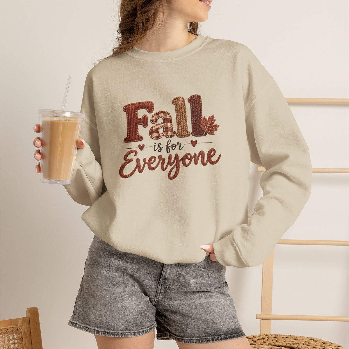 "Fall Is For Everyone " Faux-Embroidery Sensory Friendly Sweatshirt
