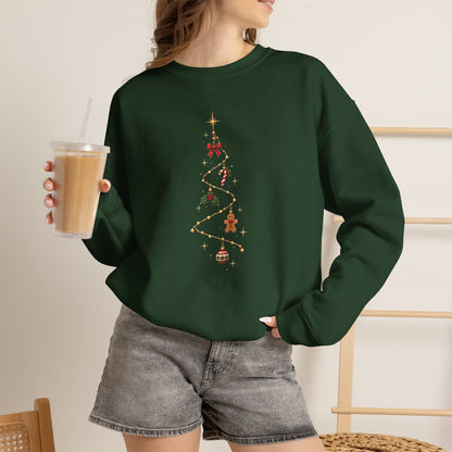 Christmas Tree Sweatshirt - Glowing Garland Minimalist Ornaments