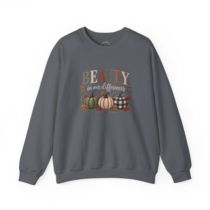 "Beauty in Our Differences" - Cozy Faux-Embroidery Autumn Sweatshirt