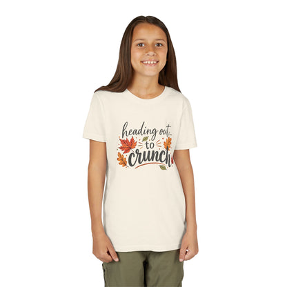 Youth Tee - 'Heading Out to Crunch' Fall Leaves Autumn Kids Shirt