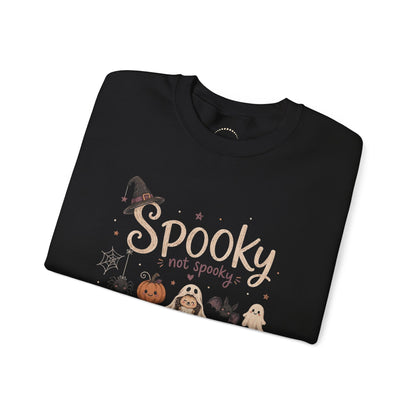 Spooky (Not Spooky) Halloween Crewneck Sweatshirt — Cute Ghosts & Pumpkin Graphic