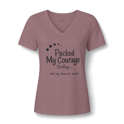 Packed My Courage Today Women’s V-Neck Tee — Humorous Inspirational Graphic