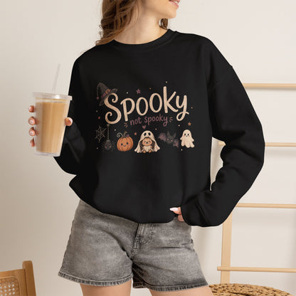Spooky (Not Spooky) Halloween Crewneck Sweatshirt — Cute Ghosts & Pumpkin Graphic