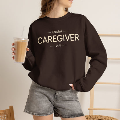 Caregiver Crewneck Sweatshirt — "Special Caregiver 24/7" Comfort Pullover