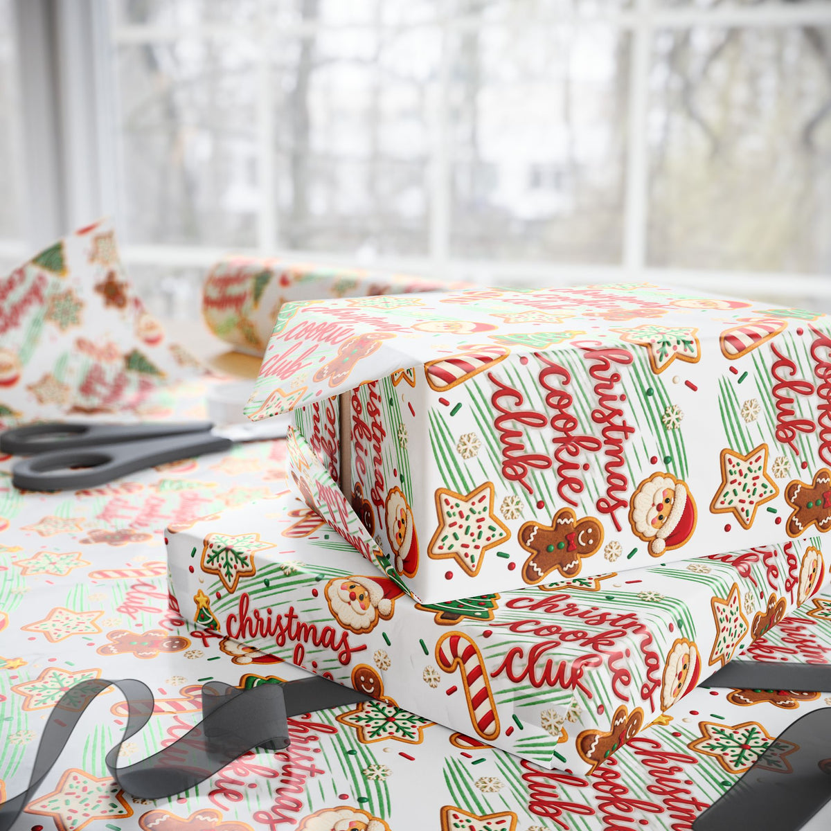 Christmas Cookie Club Holiday Wrapping Paper 30" x 36"