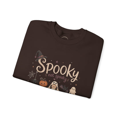 Spooky (Not Spooky) Halloween Crewneck Sweatshirt — Cute Ghosts & Pumpkin Graphic