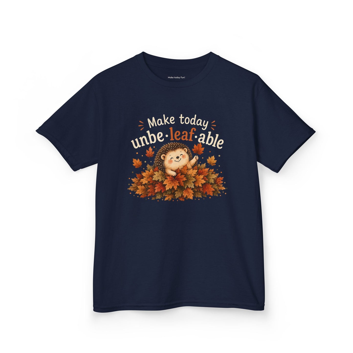 Youth Tee – "Make Today Unbe-leaf-able" Fall Hedgehog tshirt