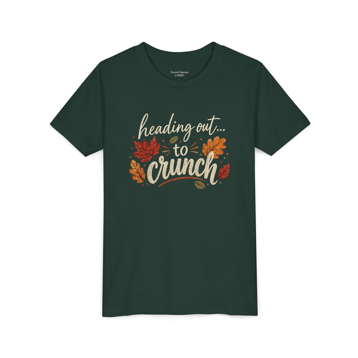 Youth Tee - 'Heading Out to Crunch' Fall Leaves Autumn Kids Shirt