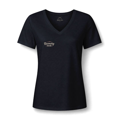"Recovery Mode" V‑Neck Tee — Women's Rest & Recovery Shirt -Front & Back Design