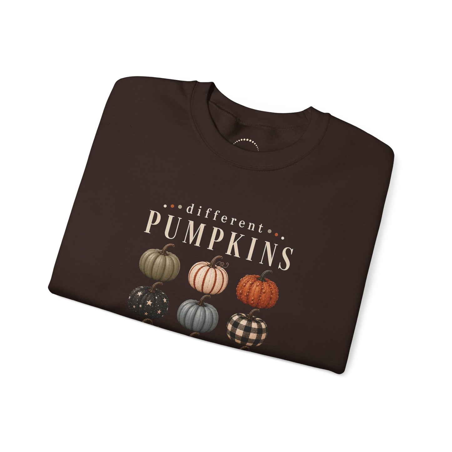 Crewneck Sweatshirt — 'Different Pumpkins, Same Patch' Fall Graphic Pullover