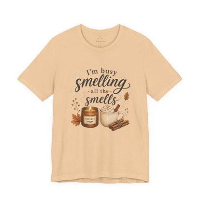 Fall Candle Lovers T-Shirt — "I'm Busy Smelling All the Smells"
