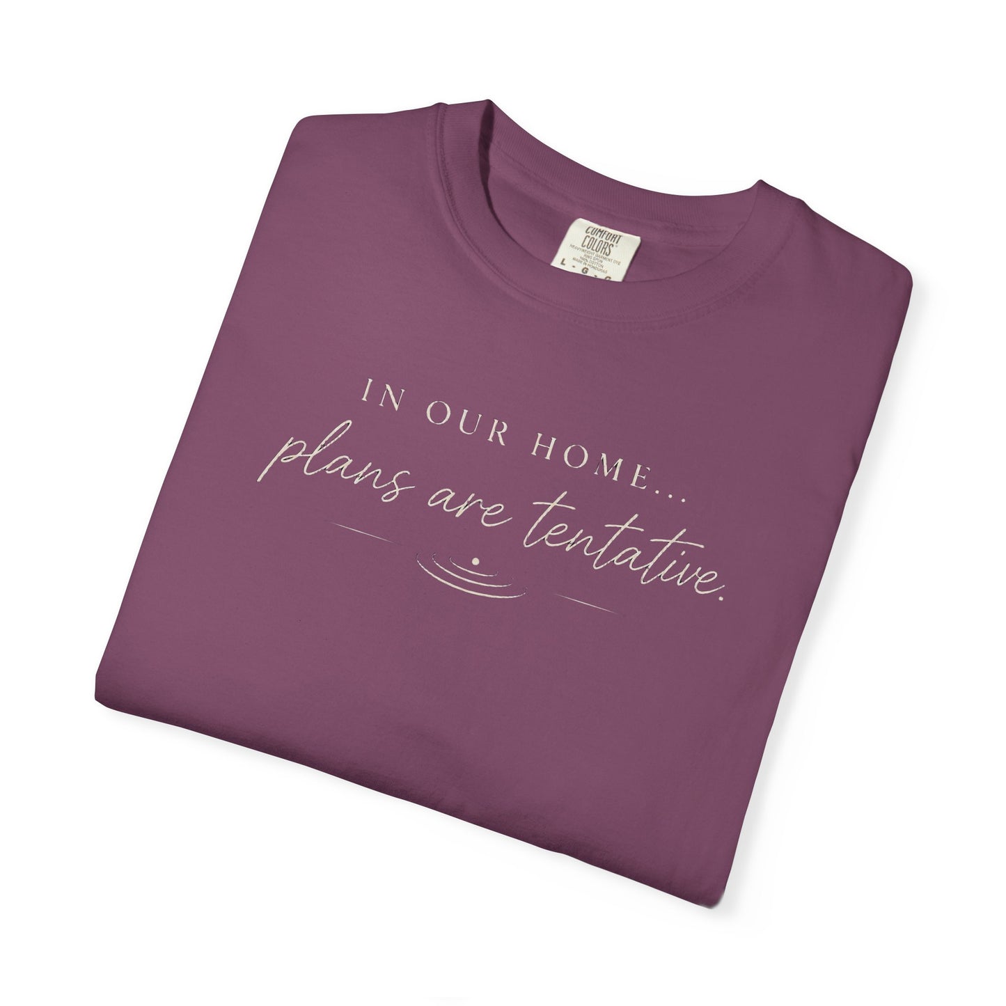 “In Our Home… Plans Are Tentative” Graphic T‑Shirt