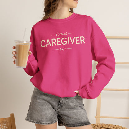 Caregiver Crewneck Sweatshirt — "Special Caregiver 24/7" Comfort Pullover