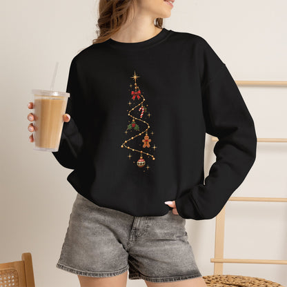 Christmas Tree Sweatshirt - Glowing Garland Minimalist Ornaments