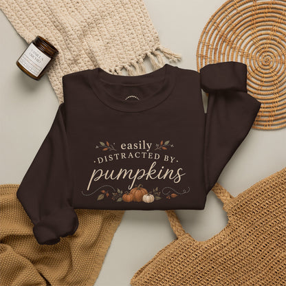 "Easily Distracted By Pumpkins" — Cozy Fall Pumpkin Sweatshirt