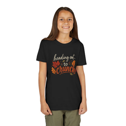 Youth Tee - 'Heading Out to Crunch' Fall Leaves Autumn Kids Shirt