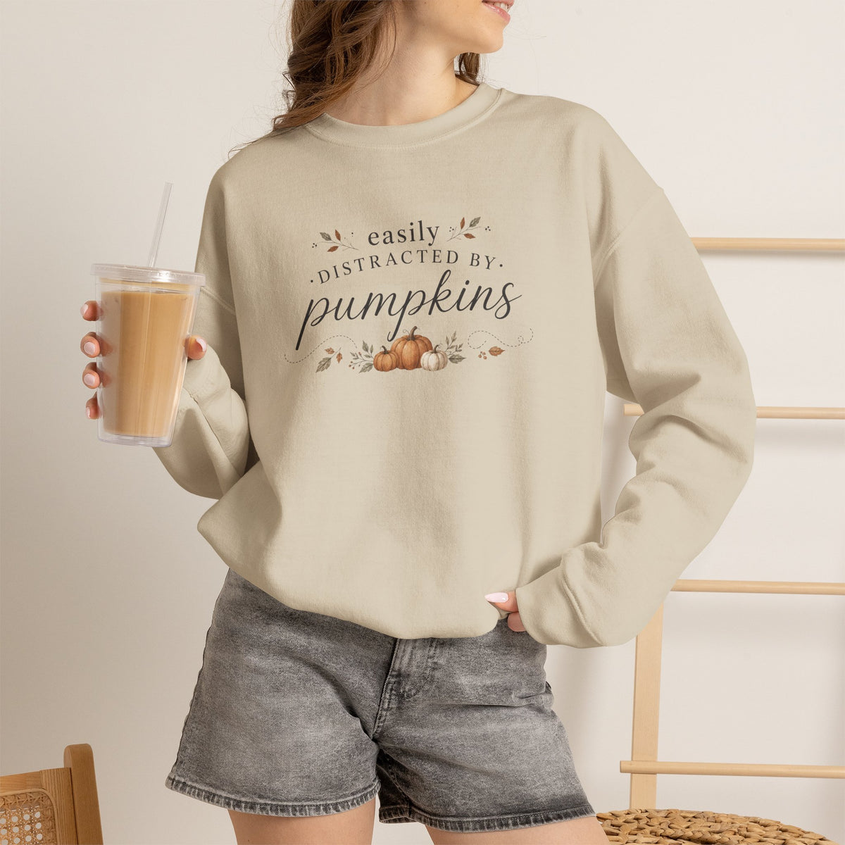 "Easily Distracted By Pumpkins" — Cozy Fall Pumpkin Sweatshirt