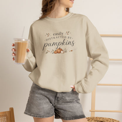 "Easily Distracted By Pumpkins" — Cozy Fall Pumpkin Sweatshirt