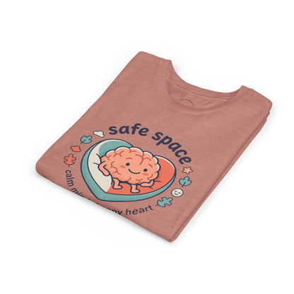 Youth Tee — Safe Space Calm Mind Happy Heart Soft Graphic