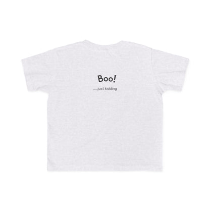Toddler Tee — "Too Cute to Spook" Halloween Ghost Shirt