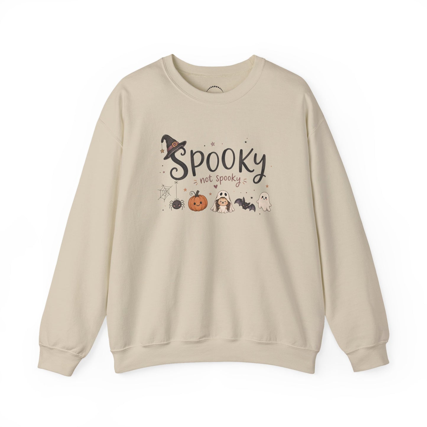 Spooky (Not Spooky) Halloween Crewneck Sweatshirt — Cute Ghosts & Pumpkin Graphic