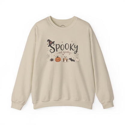 Spooky (Not Spooky) Halloween Crewneck Sweatshirt — Cute Ghosts & Pumpkin Graphic