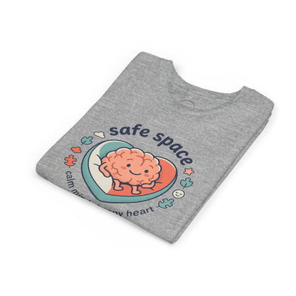 Youth Tee — Safe Space Calm Mind Happy Heart Soft Graphic