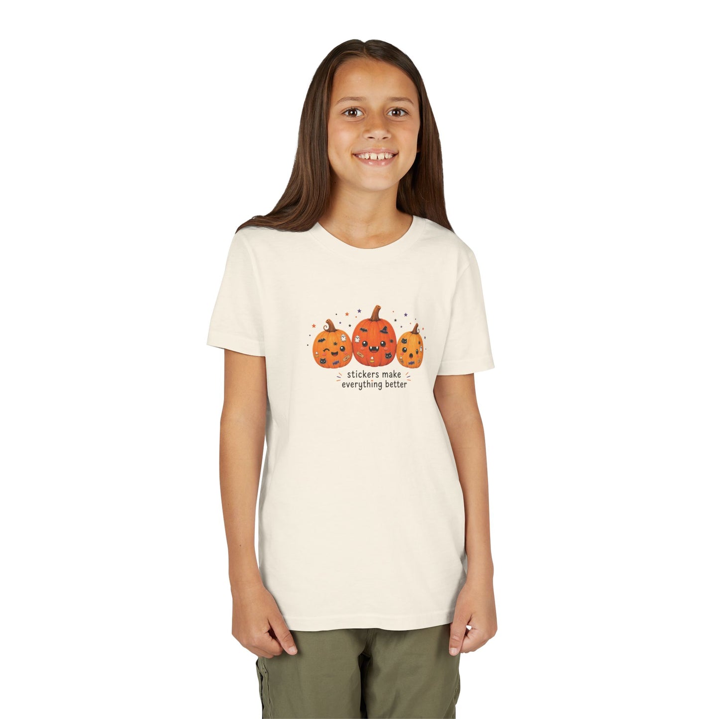 Youth Halloween Pumpkin Trio Tee - Stickers Make Everything Better