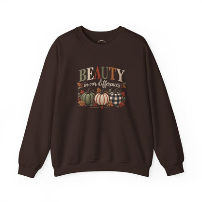"Beauty in Our Differences" - Cozy Faux-Embroidery Autumn Sweatshirt