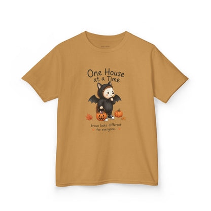Youth T-Shirt - "One House at a Time"  Bat Halloween Tee