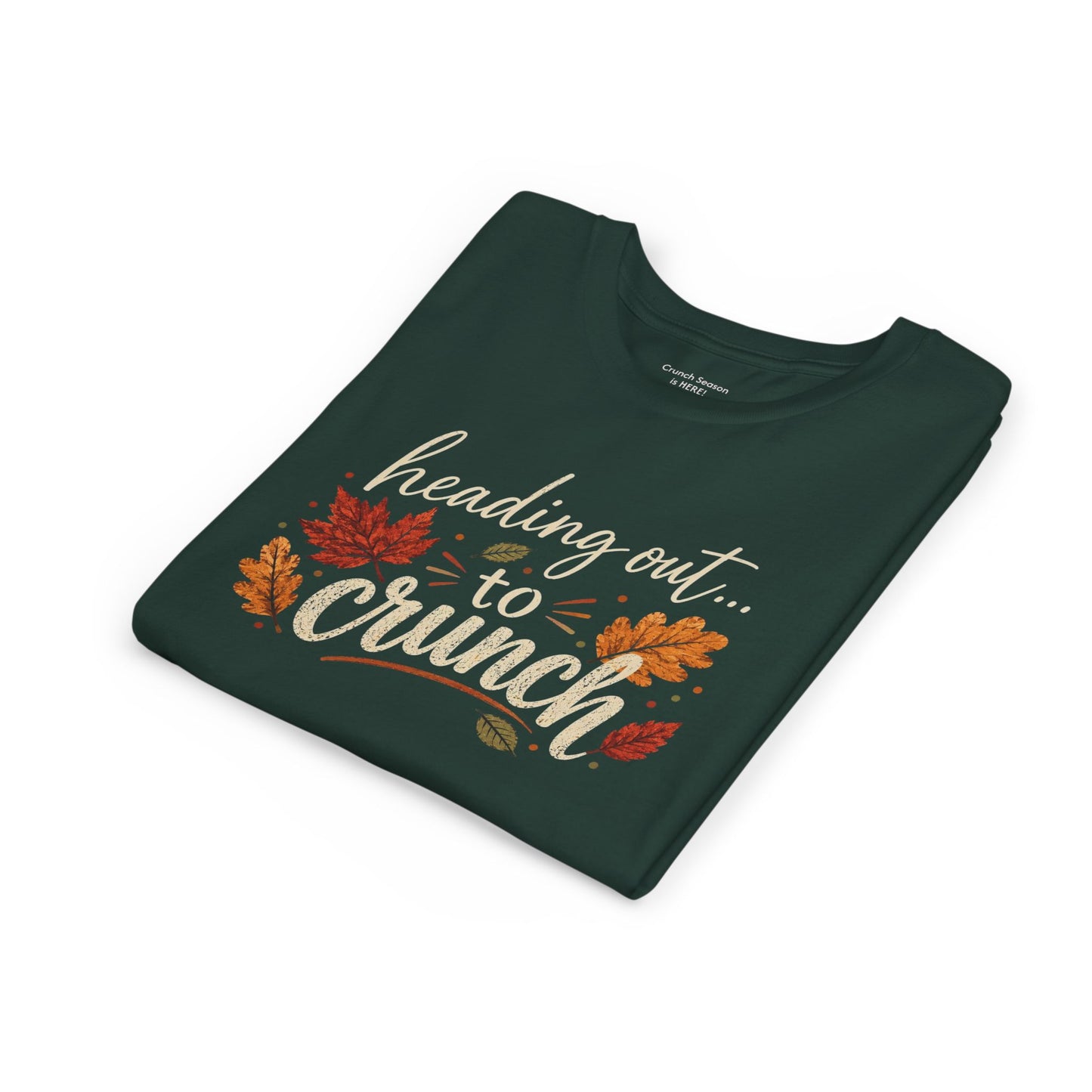 Youth Tee - 'Heading Out to Crunch' Fall Leaves Autumn Kids Shirt