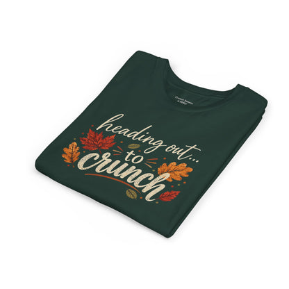 Youth Tee - 'Heading Out to Crunch' Fall Leaves Autumn Kids Shirt