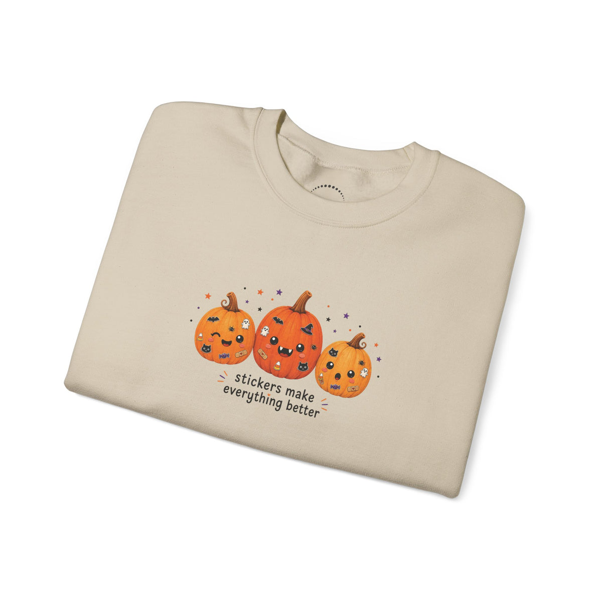 Pumpkin Trio Sweatshirt - 'Stickers Make Everything Better' Halloween Fun