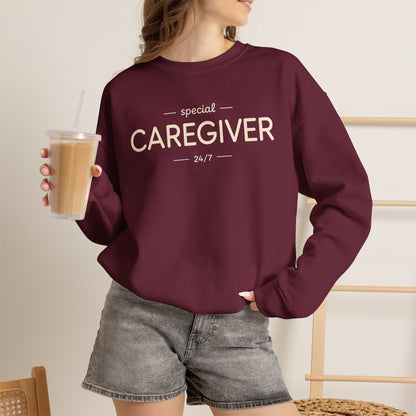 Caregiver Crewneck Sweatshirt — "Special Caregiver 24/7" Comfort Pullover