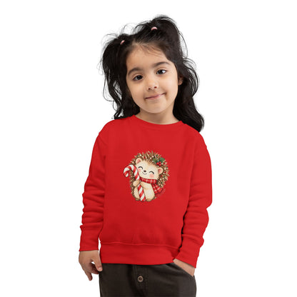 Toddler Sweatshirt - Cute Christmas Hedgehog with Candy Cane